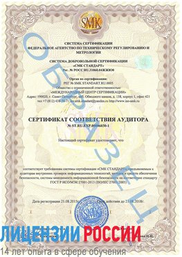 Образец сертификата соответствия аудитора №ST.RU.EXP.00006030-1 Аэропорт "Домодедово" Сертификат ISO 27001